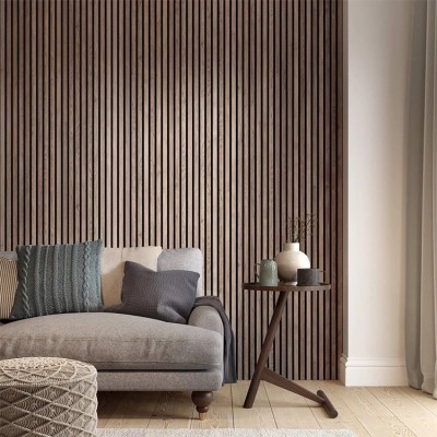 Walnut Acoustic Slat Wood Wall Panels – 100% Real Oak Finish