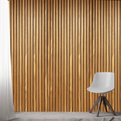 White Oak Acoustic Slat Wood Panel Wall 7.87ft 1 Pack – 100% Real Oak Finish