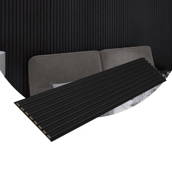 Black | Acoustic Slat Wood Panel Wall | 7.87ft 1 Pack 100% Real Oak Finish